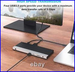 13-in-1 USB C Docking Station Triple 4K Display Type C Adapter 65W PD Charing