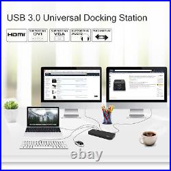 13in1 USB3.0 Universal Laptop Docking Station Dual Monitor HDMI DVI VGA Gigabit