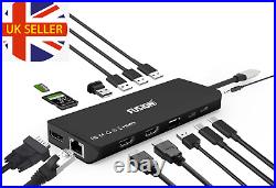 14-In-1 USB C Laptop Docking Station, 4K HDMI Dual/Triple Monitor USB-C Dock Hub