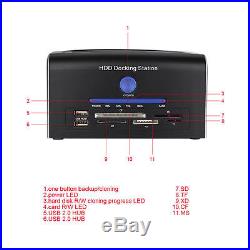2.5 3.5 USB 3.0 Hard Drive HDD SATA Docking Station Dual Bay Card Reader TF