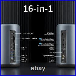 40Gbps Thunderbolt 3 Dock 16 in 1 USB C Docking Station Ethernet Dual 4K Gigabit