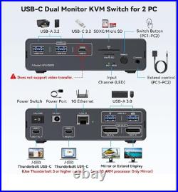 4K 120Hz USB-C Docking Station with KVM Switch Dual Monitor 2 Computers Display