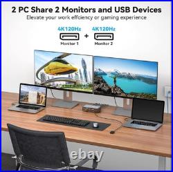 4K 120Hz USB-C Docking Station with KVM Switch Dual Monitor 2 Computers Display