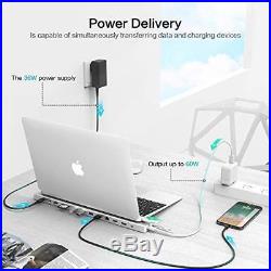 4 USB 3.0 C Docking Station Multiple Port With Type C PD Charging Port Silver