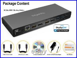 5K USB C Docking Station 4K Dual Display Multi Port (No Laptop Power Delivery)