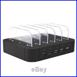 5 Port USB Charging Station Dock Stand Desktop Hub Charger For Smartphone Tablet