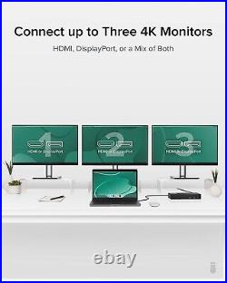 60W 12-in-1 USB C Docking Station Triple Monitor, Triple 4K Display Pluggable