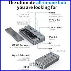 ACASIS USB-C HUB 10 in 1 Docking Station for M. 2 NVME and SATA NGFF SSD with MI