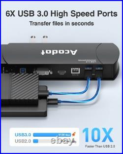 Acodot 13-in-1 USB 3.0/USB-C Docking Station Dual Display for Mac/Windows