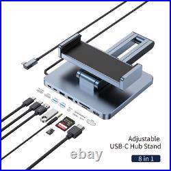 Adjustable 8-In-1 USB-C Hub Stand Foldable Docking Station With HDMI, USB, ETC Adjustable 8-In-1 USB-C Hub Stand Foldable Docking Station With HDMI, USB, ETC