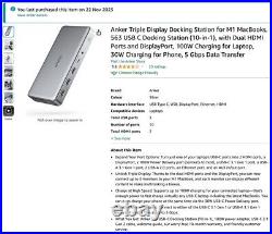 Anker Triple Display Docking Station M1 MacBooks 563 USB C 10-in-1 100W Charging