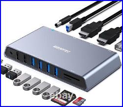 BENFEI 12-in-1 USB 3.0 Docking Station with Dual HDMI Display/6USB Ports/SD/TF