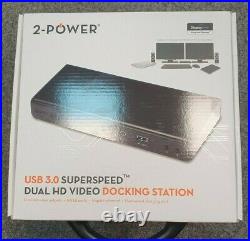 Brand New 2-Power USB 3.0 Dual Display Docking Station DOC0101A