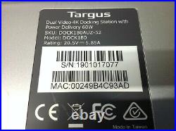 C Targus Universal Docking Station DOCK180 USB-C Dual Video 4K DOCK HDMI DP