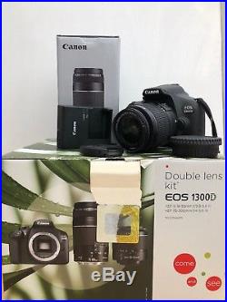 Canon EOS 1300D 18MP SLR Camera double lens kit 18-55mm 75-300mm boxed stunning