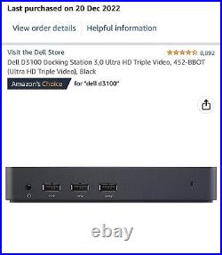 Dell D3100 USB 3.0 Ultra HD 4k Docking Station