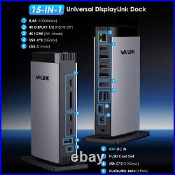DisplayLink Docking Station USB C Dock 3 Monitors 3HDMI 2DP RJ45 Audio/Mic 15in1 DisplayLink Docking Station USB C Dock 3 Monitors 3HDMI 2DP RJ45 Audio/Mic 15in1