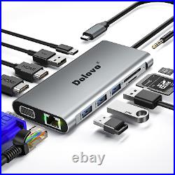 Docking Station 12 in 1 USB C Hub Triple Display Adapter For MacBook, PC, Laptop