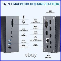 Docking Station, 16 in 1 USB C Dock for MacBook Laptop, Triple Displays 24KHDMI