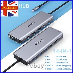 Docking Station Dual HDMI, 14 in 1 USB C Laptop Docking Station Dual Monitor Mul