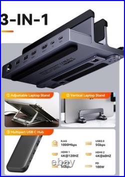 Docking Station Dual Monitor. 7 in 1 USB C Dock Stand with Dual HDMI