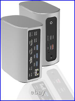 Docking Station USB C Dock Dual Monitor 4K Laptop Dock (Gray 17In1)-10Gbps, 1000M