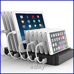 Flepow 10-Port Usb Charging Station Dock With Built-In Charge Cables Patented Re