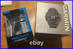 Garmin 010-02158-01 FENIX 6 Pro Smartwatch GPS Black + USB Charge Dock Station