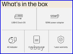 HP Dock USB-C 120W G5 (5TW10AA#ABU) Black, Brand New HP Dock USB-C 120W G5 (5TW10AA#ABU) Black, Brand New