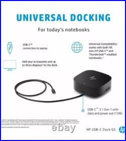 HP USB-C DOCK Laptop Docking Station DisplayPort USB 3.0 HDMI Original HP Power HP USB-C DOCK Laptop Docking Station DisplayPort USB 3.0 HDMI Original HP Power