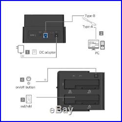 Hard Drive Docking Station/Duplicator Dual Bay 2.5 & 3.5 inch USB 3.0 SATA HDD