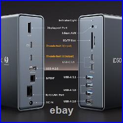 IDsonix 15in1 Thunderbolt 3 40Gbps Dock USB C to HDMI 4K@60Hz Fr Laptop Mac