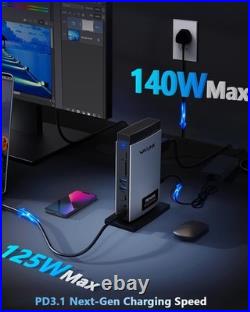Laptop Docking Station Triple Display (Single 8K/Dual 4K), USB C Dock 125W PD3