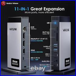 Laptop Docking Station USB C Triple Display (Single 8K/Dual 4K), 125W PD3.1 Pas
