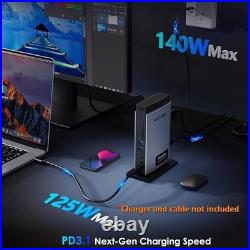 Laptop Docking Station USB C Triple Display (Single 8K/Dual 4K), 125W PD3.1 Pas