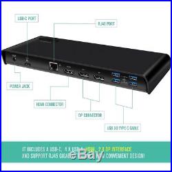 Nekteck USB Type C Docking Station 60W Power Delivery, Triple 4K HD Display