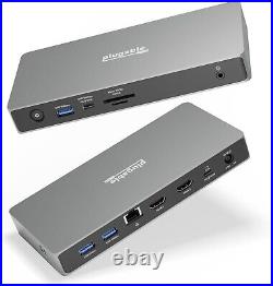 Plugable 11-in-1 USB C Docking Station Dual 4K 120Hz HDMI 2.1, 100W, 2.5Gbit