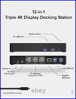 Plugable 12-in-1 USB C Docking Station Triple Monitor, Triple 4K Displays Plugable 12-in-1 USB C Docking Station Triple Monitor, Triple 4K Displays