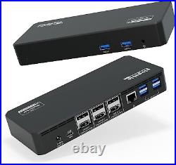 Plugable 12-in-1 USB C Docking Station Triple Monitor, Triple 4K Displays 60W