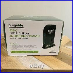 Plugable 4K Triple Monitor Docking Station with PD USB-C to HDMI and DP