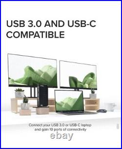 Plugable USB 3.0 & USB-C Dual 4K Display Docking Station HDMI for Win & Mac NEW