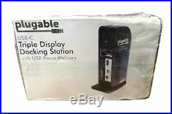 Plugable USB-C 4K Triple Display Docking Station with pd charging for USB type-c