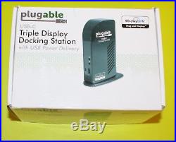 Plugable USB-C Triple Display Docking Station with Charging Support 2xHDMI 1xDVI