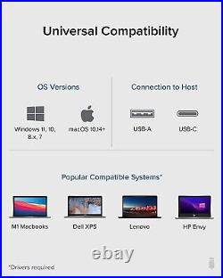 Plugable USB-C or USB 3.0 Dual HDMI output Universal Dock for Windows 11 or Mac