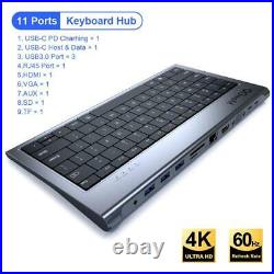 QGeeM Aluminum Alloy Keyboard + 11 In 1 USB-C Hub Docking Station Adapter With /