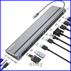 RRP £140 USB C Dock Dual HDMI, DP, VGA, Gigabit Ethernet, USB3.2 Gen2 10Gbps