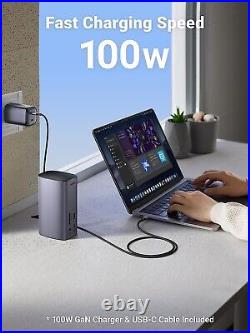 Revodok USB C Docking Station with 100W GaN Charger, 12-in-1