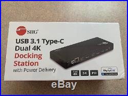 SIIG AC JU-DK0811-S1 USB3.1 Type-C Dual 4K Docking Station with Power Delivery