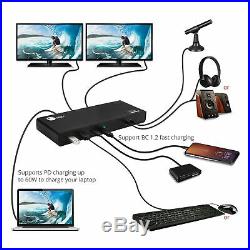 SIIG USB-C 4K Dual HDMI Docking Station 2x USB3.0, 2x DP, RJ45, Laptop Charging
