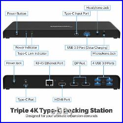 Sabrent 10 Port USB Type-C Triple 4K Display Docking Station DS-T4KD